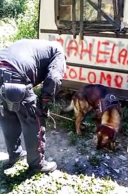 I carabinieri durante l'operazione