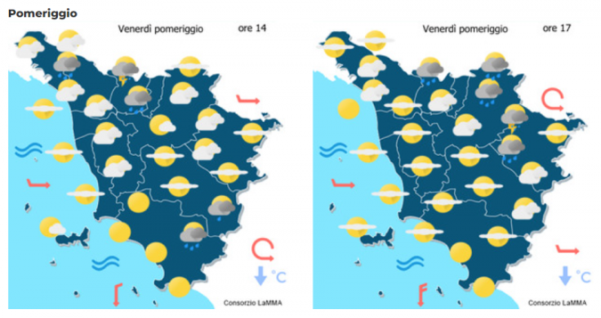 Le mappe meteo del consorzio Lamma